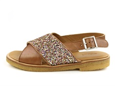Angulus tan multi glitter buckle sandal